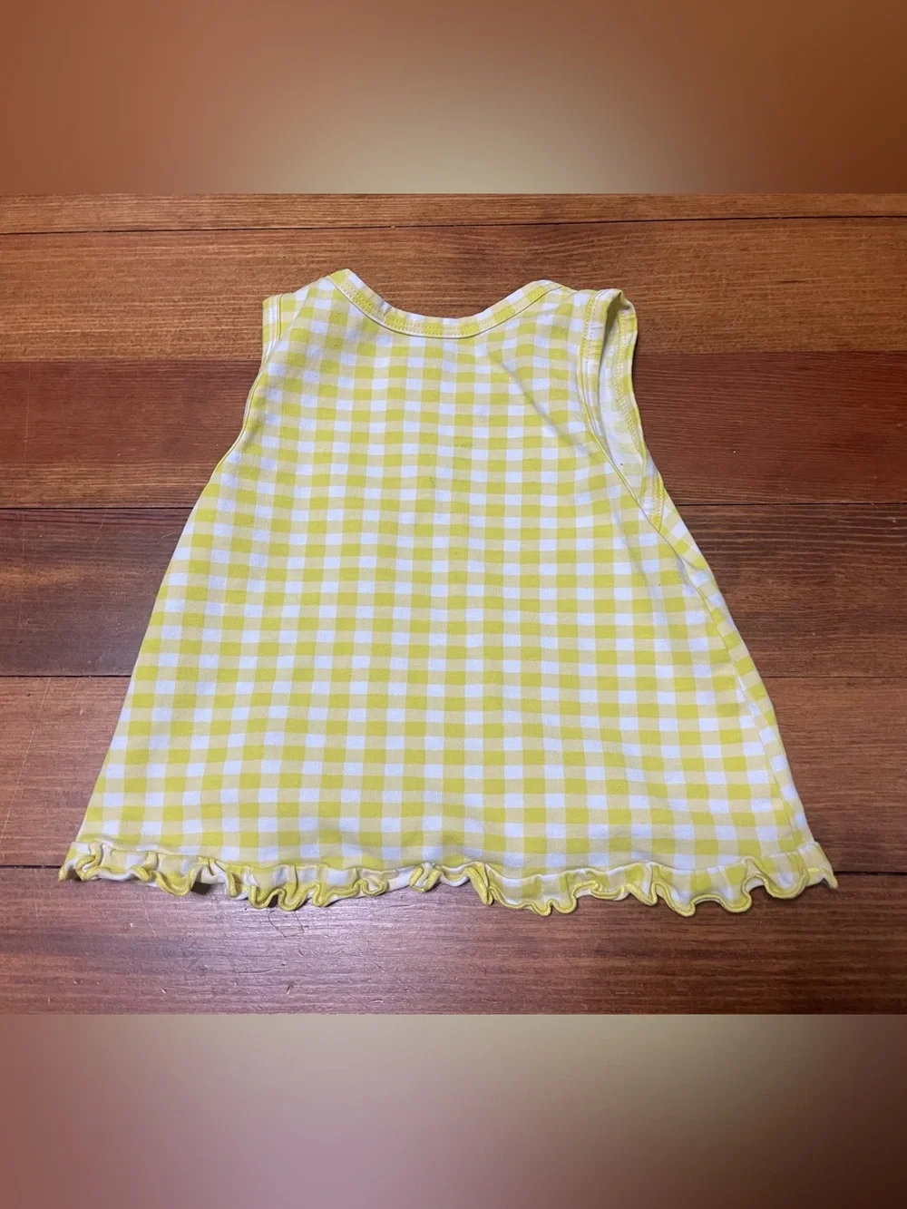 Florence Eiseman Blossom & Sprout Yellow & White Gingham Tank with Duck Motif 2T